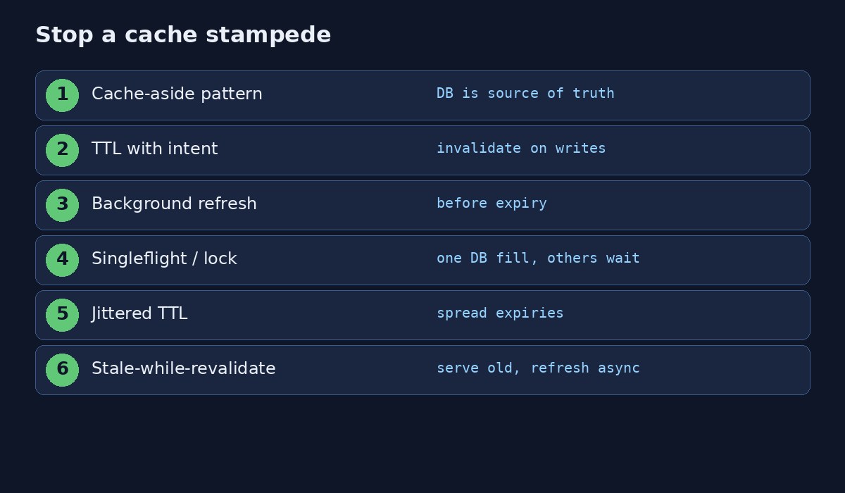 Redis cache stampede prevention checklist
