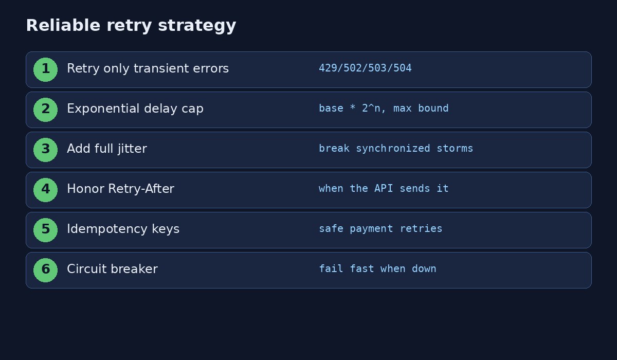 Exponential backoff API retries checklist